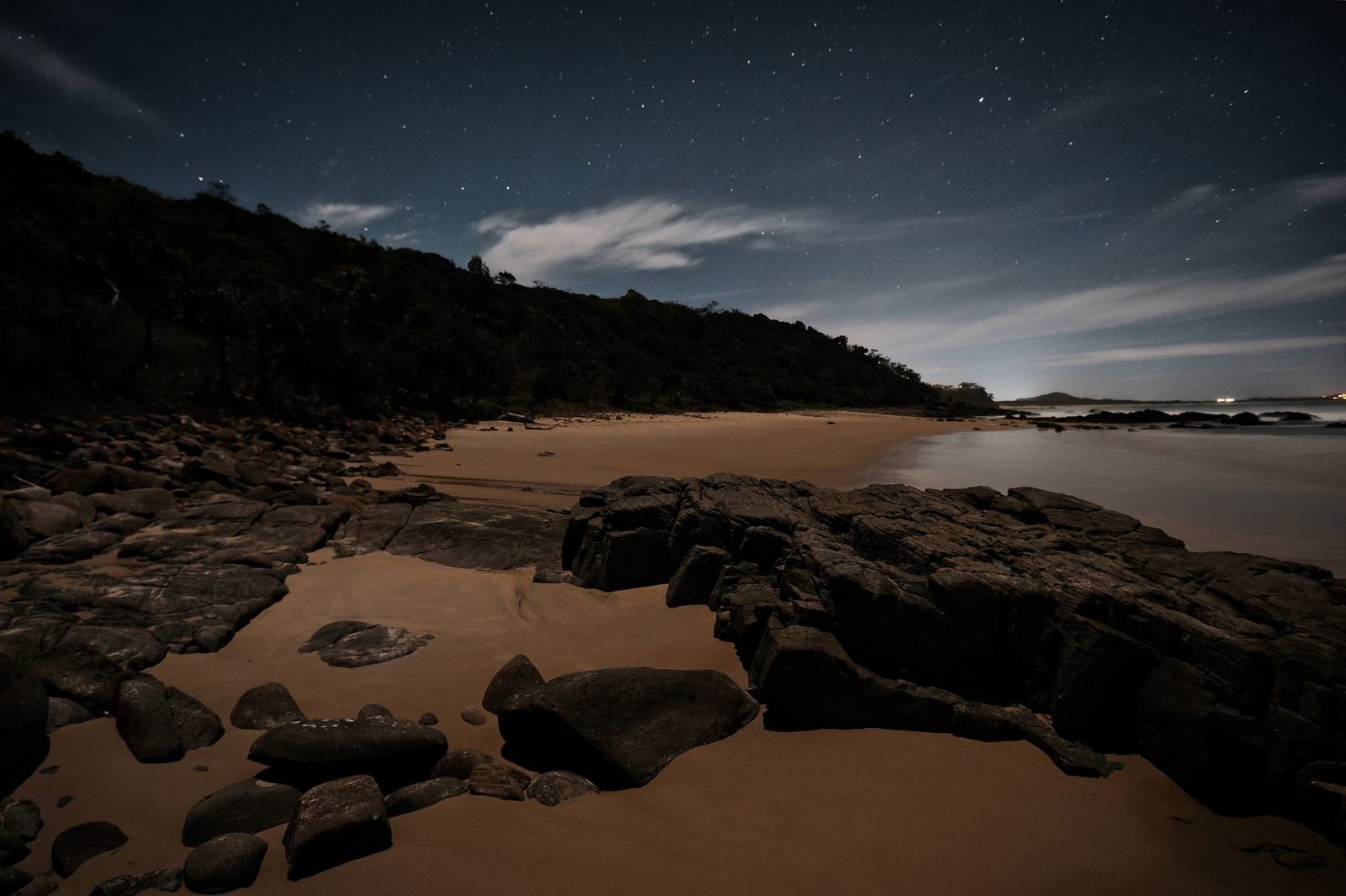 Night beach, stars, Coolum