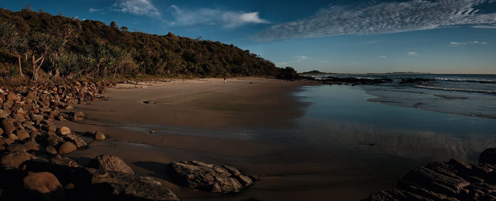 The bay at morning light, lone figure