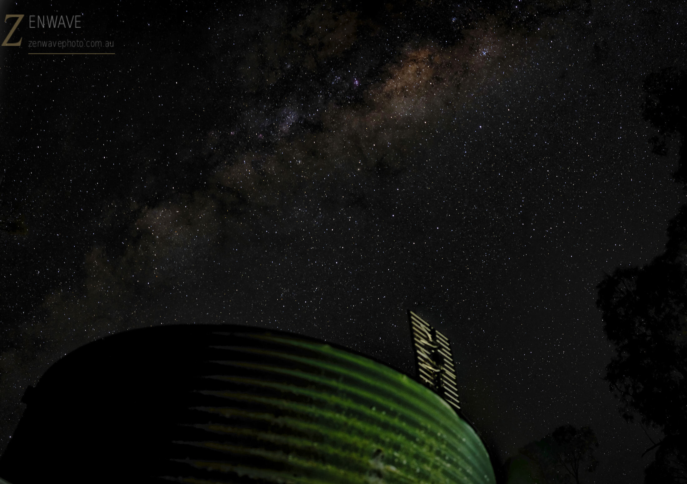 Milky Way over the cabin at night