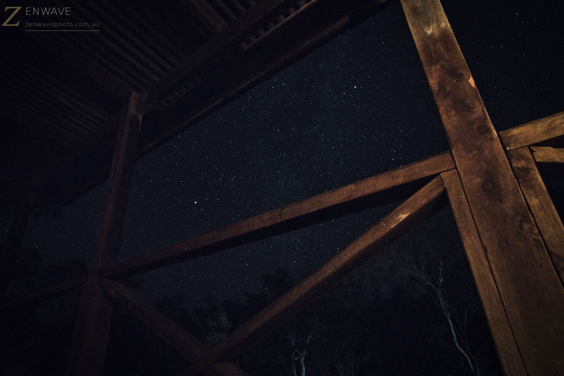 Stars through the rafters of an old shed